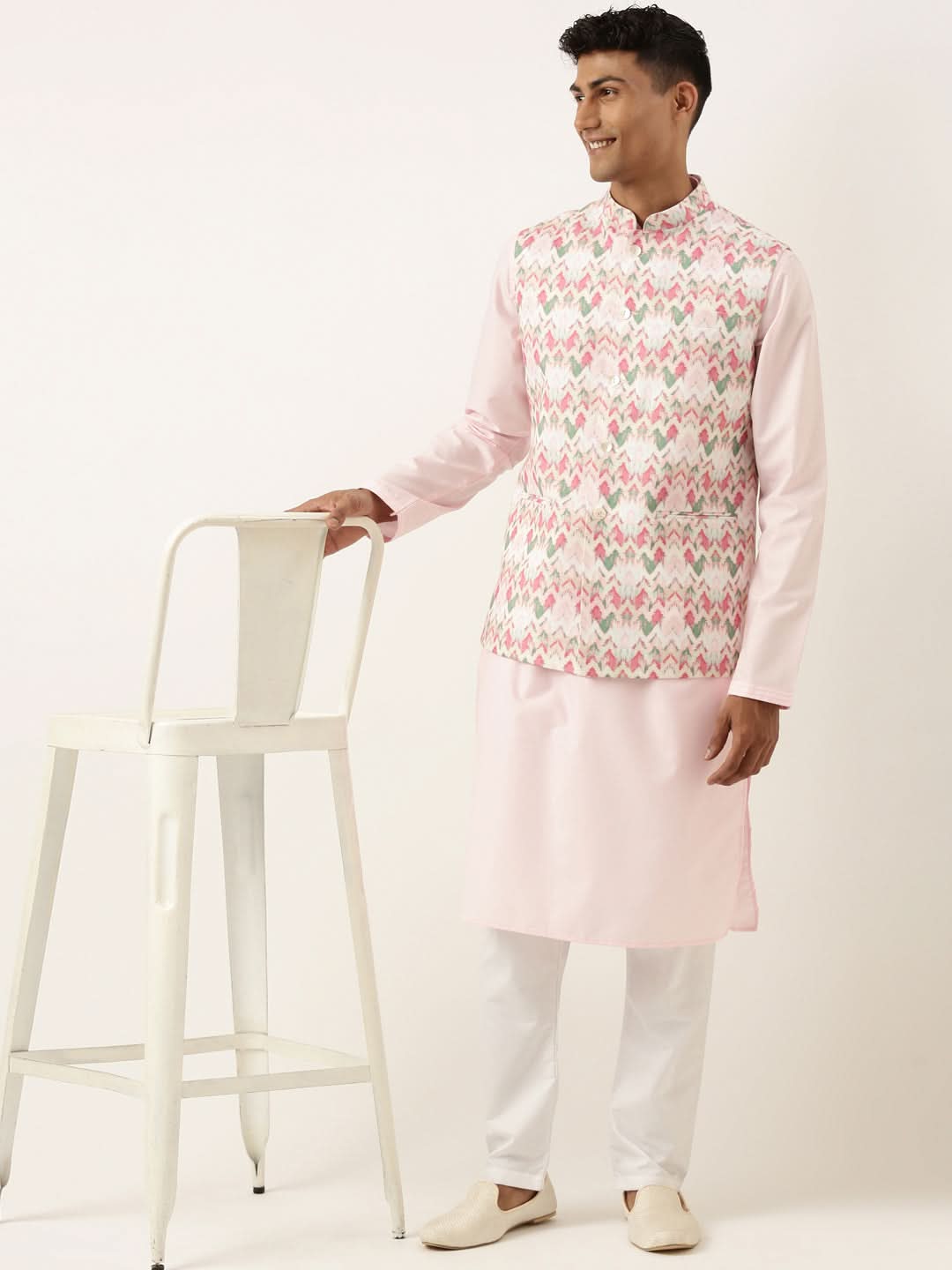 Pink Tiedye Cotton Jacket with Pink Cotton Kurta