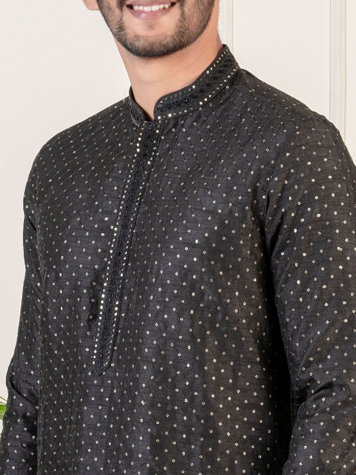 Black Sequin Kurta Set