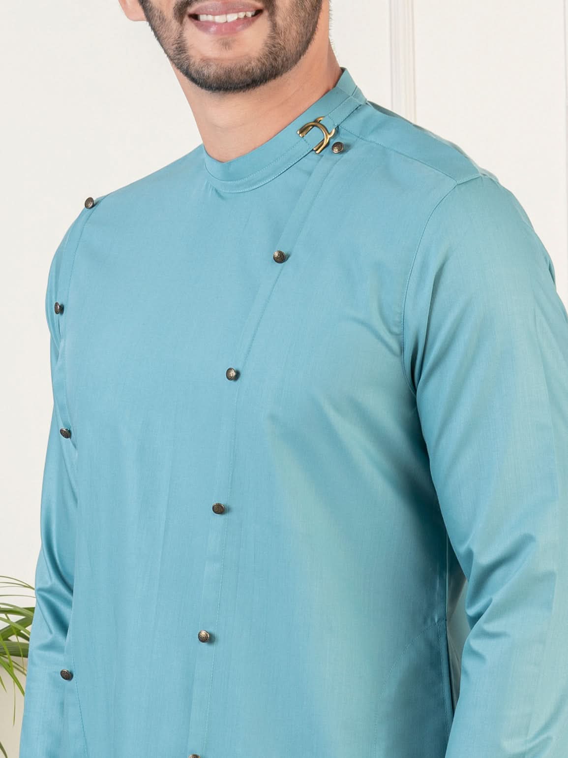 Teal Cotton Kurta Set
