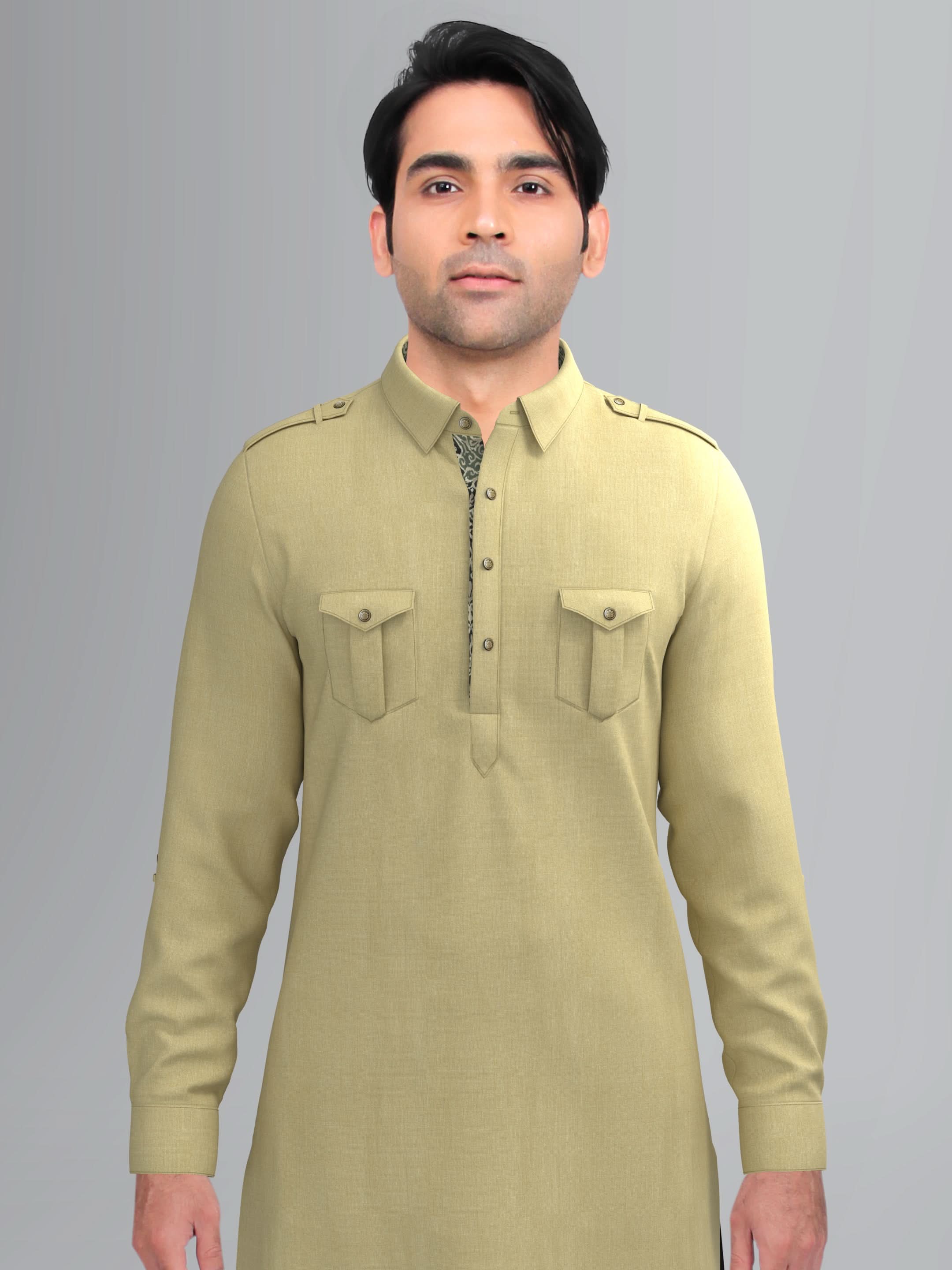 Greenish Beige Classic Pathani