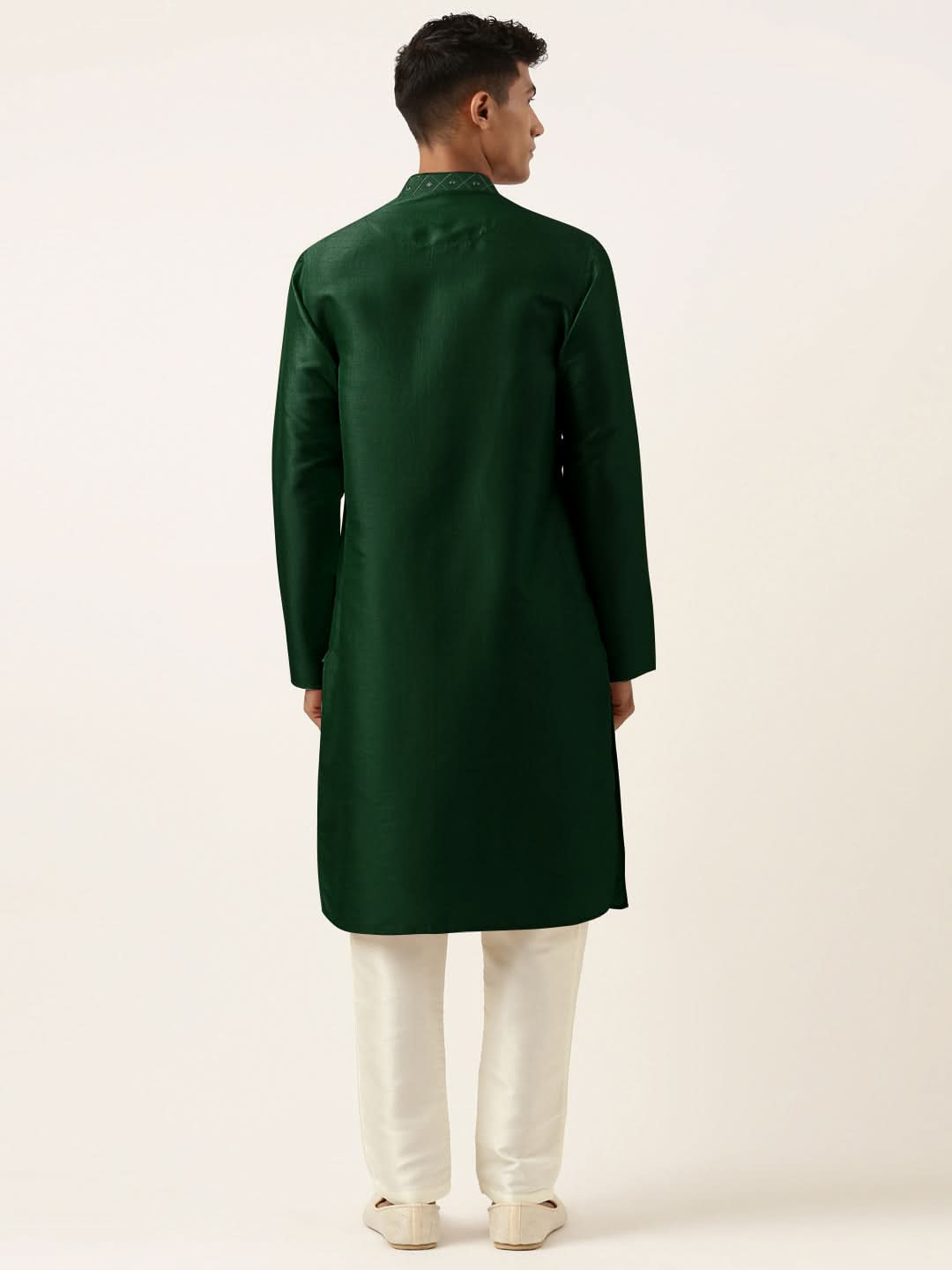 Green Embroidery Angrakha Kurta Set