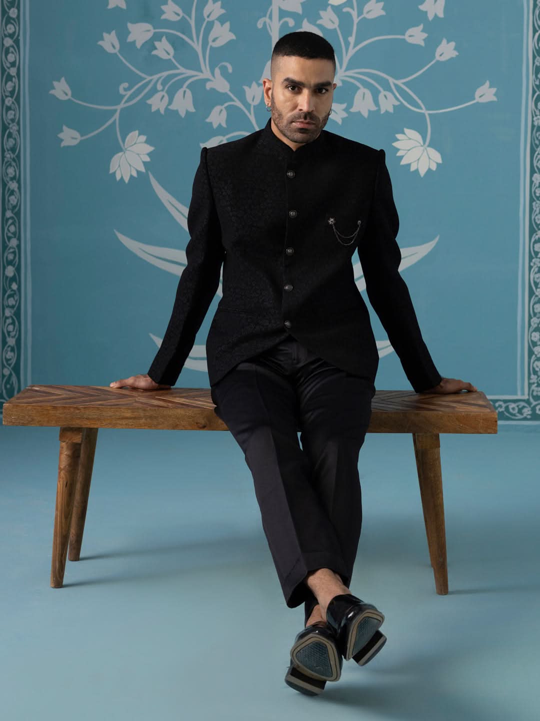 Classic Black Bandhgala Suit Set