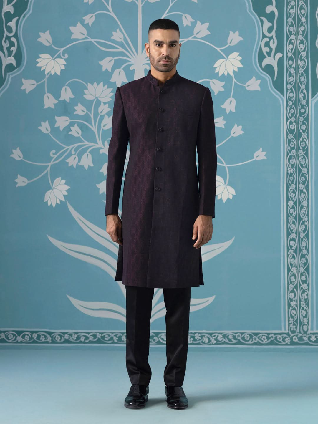 Dark Wine Closed Indo-Western Set