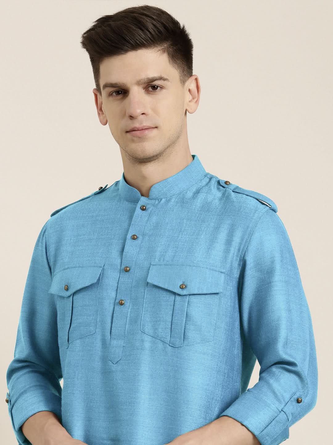 Blue Light cotton Short Pathani