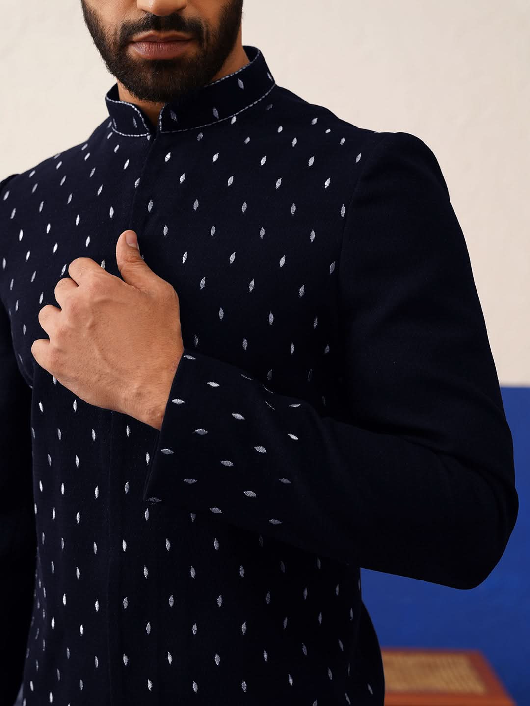 blue plain simmer kurta set