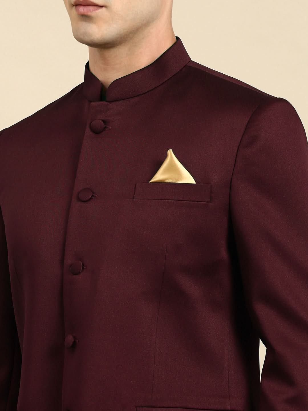 Wine Bandhgala Suit