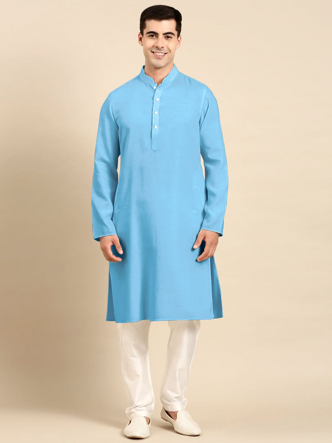 Blue Light Twill Weave Cotton Kurta Set