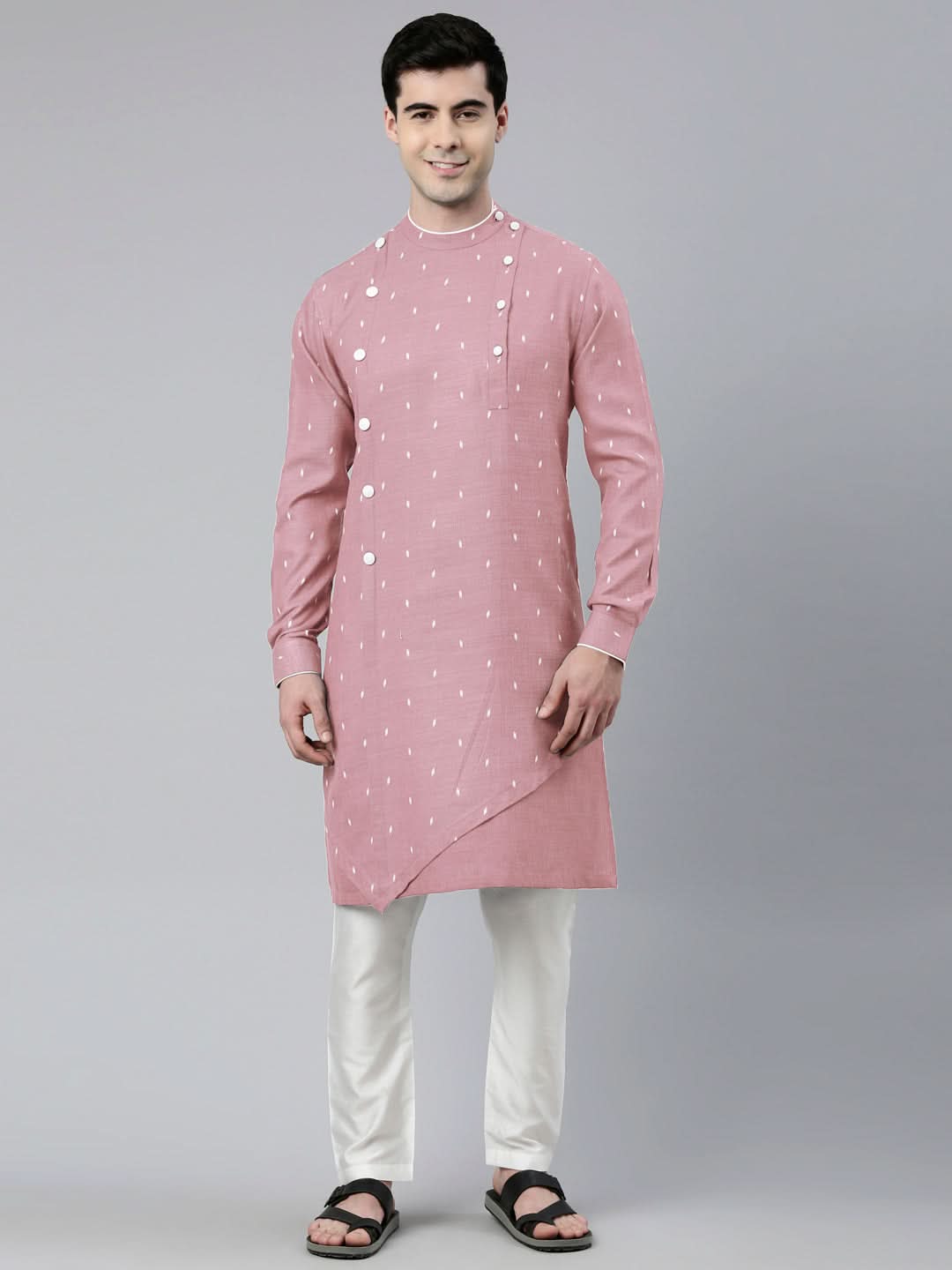 Pink Design Asymmetrical Kurta Set