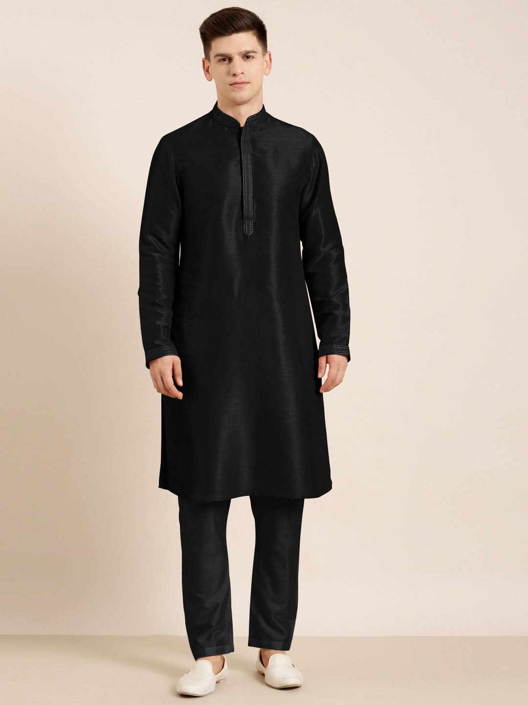 Black Embroidered Kurta Set