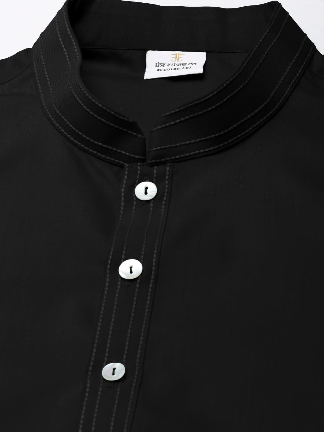 Black Cotton Kurta Set