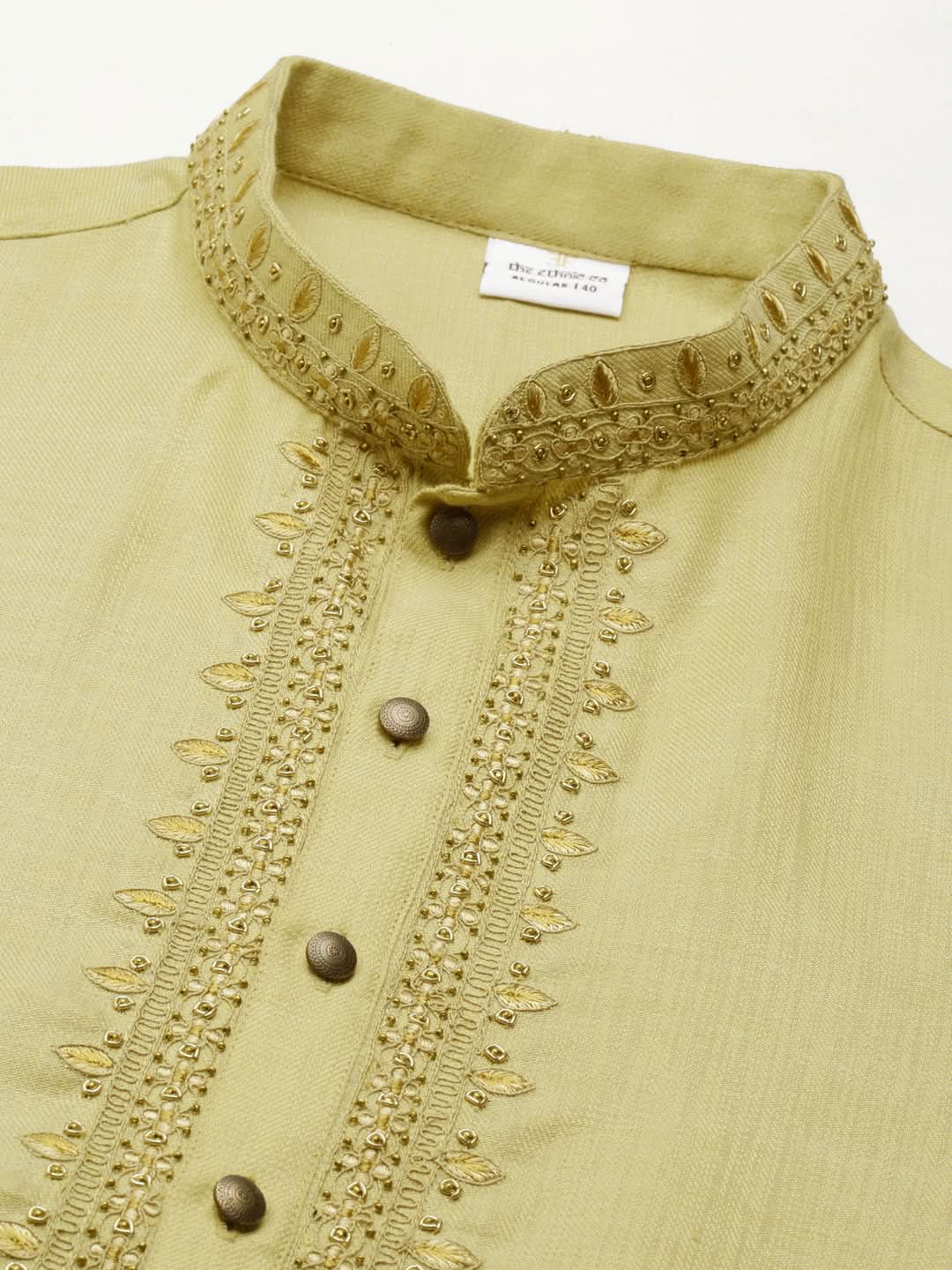 Begish Green cotton Dori Embroidered Kurta