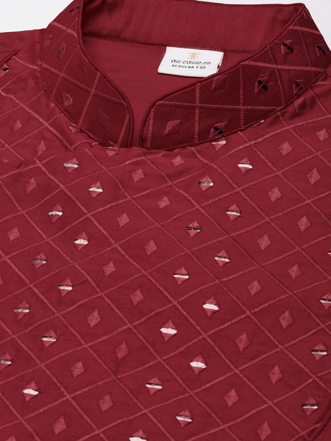 Maroon Embroidery Angrakha Kurta Set