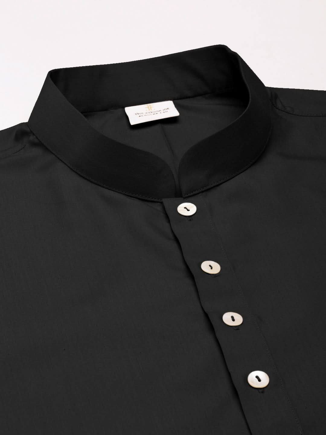 Black Cotton Short Kurta Set