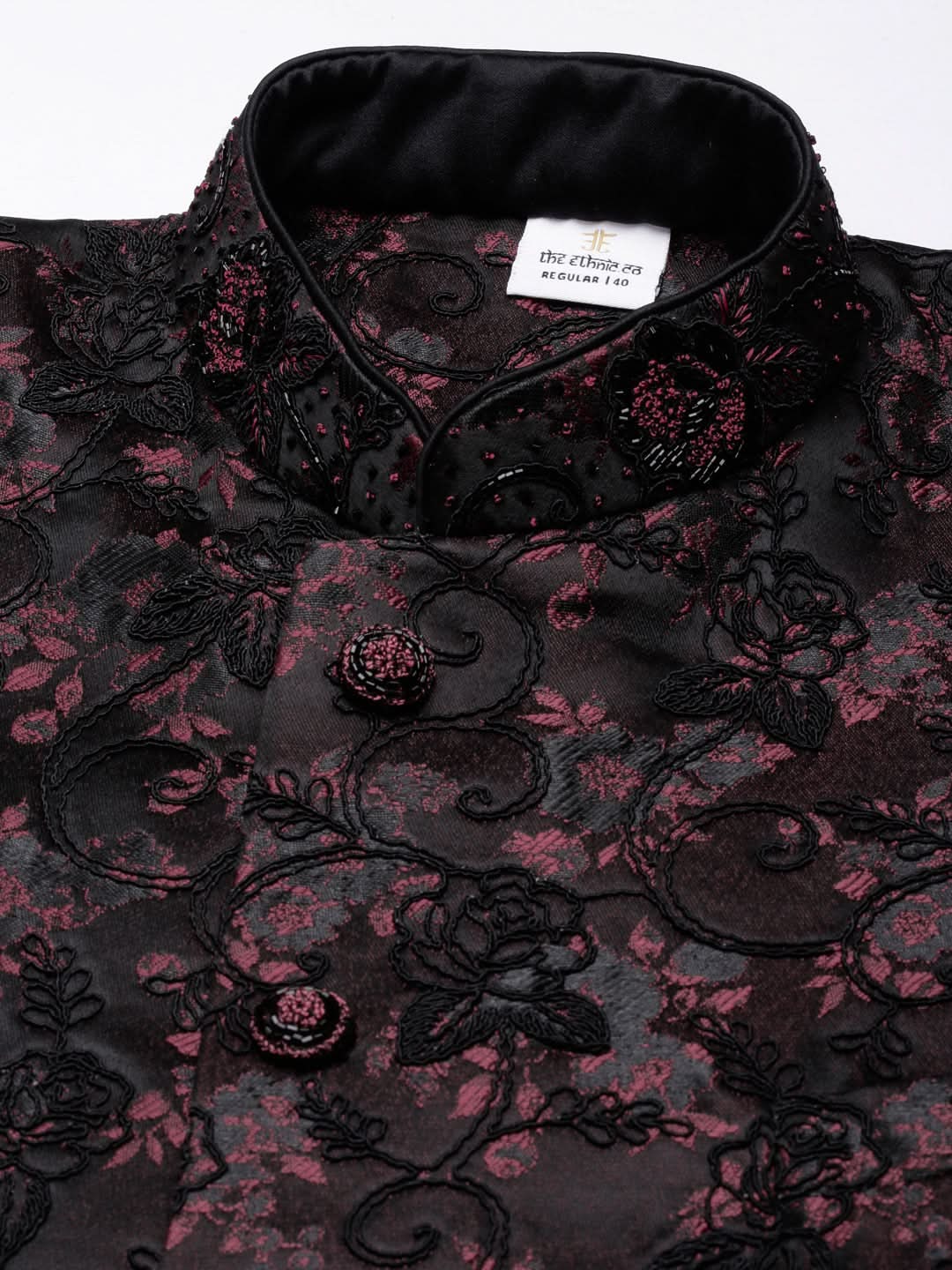 Wine Cord dori embroidered Indowestern