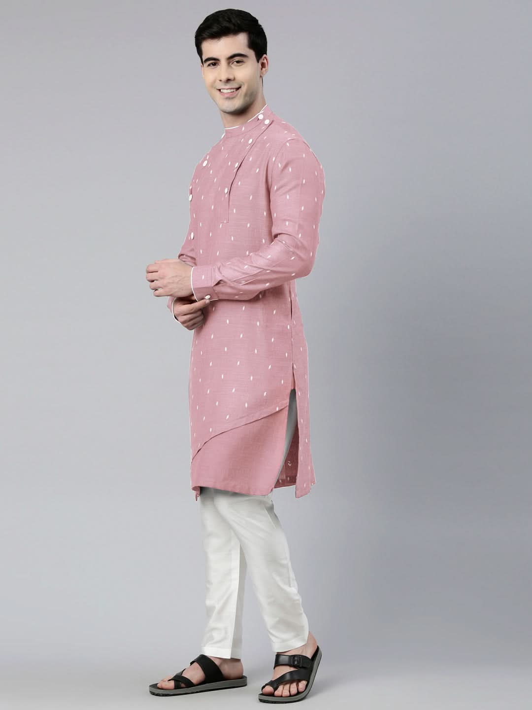 Pink Design Asymmetrical Kurta Set
