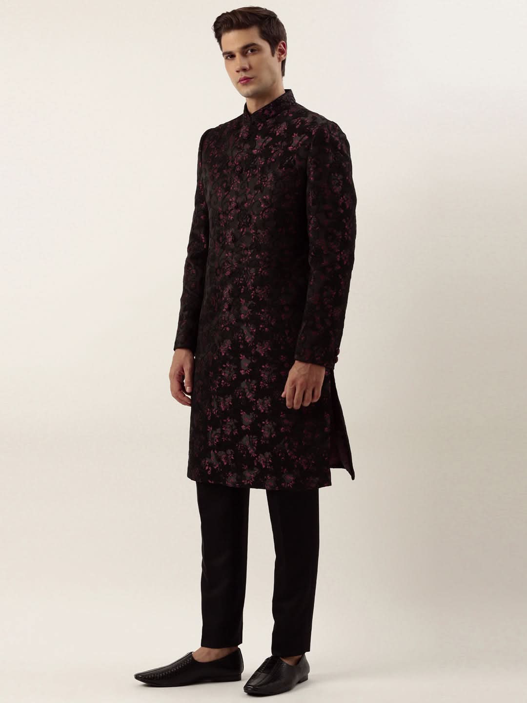 Wine Cord dori embroidered Indowestern