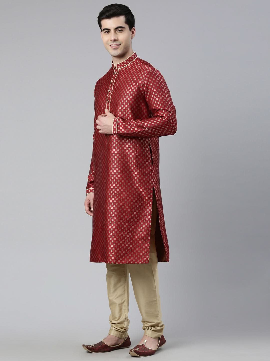 Scarlet Red Banarasi Fesive Kurta Set