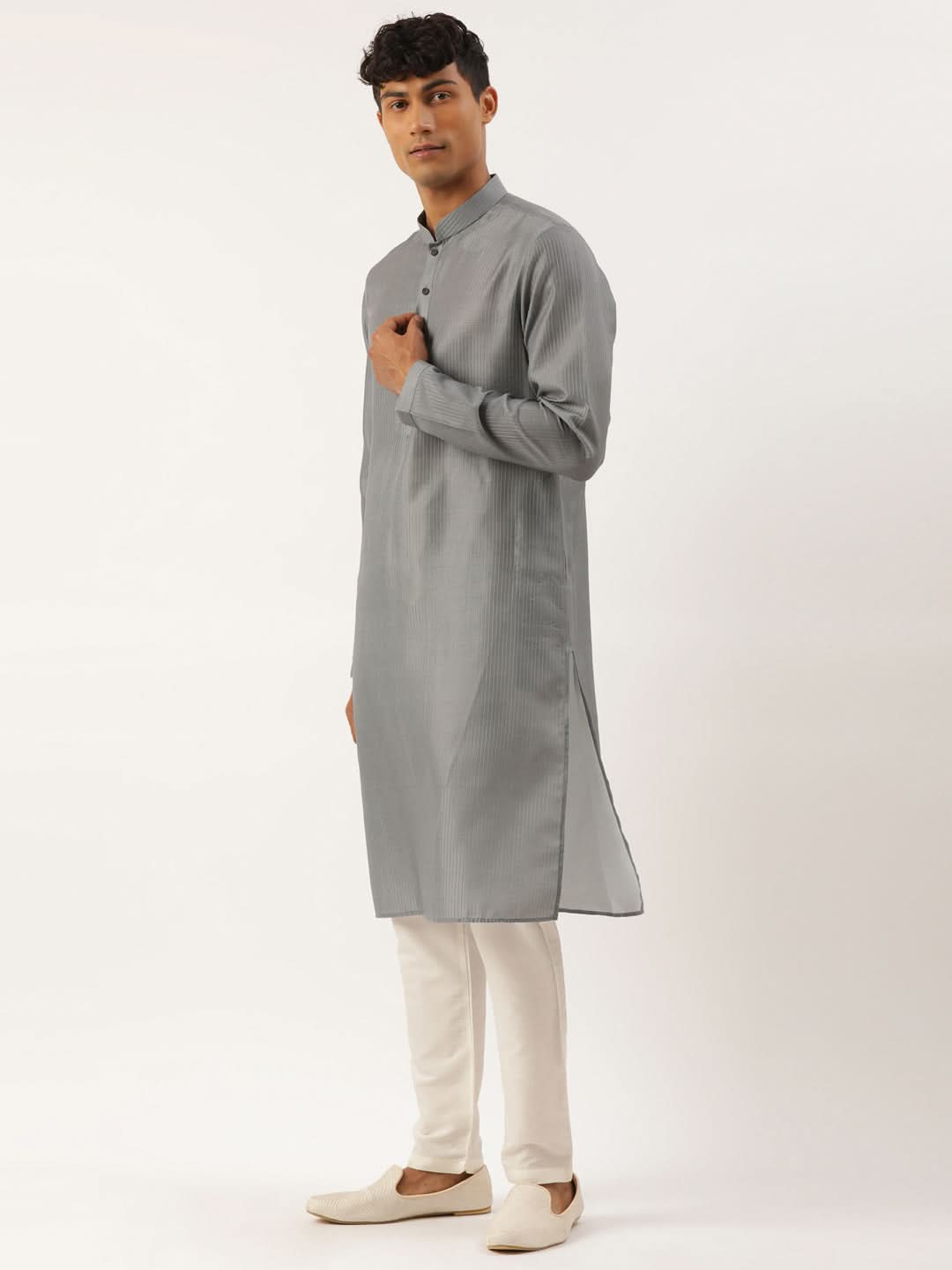 Grey Stitchline Kurta Set