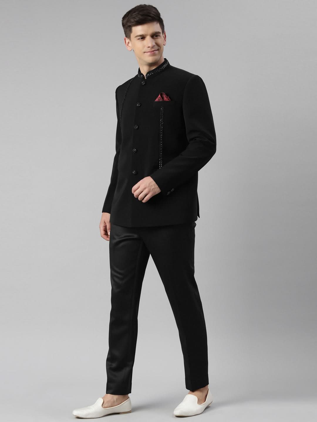 Black Embroidery Bandhgala