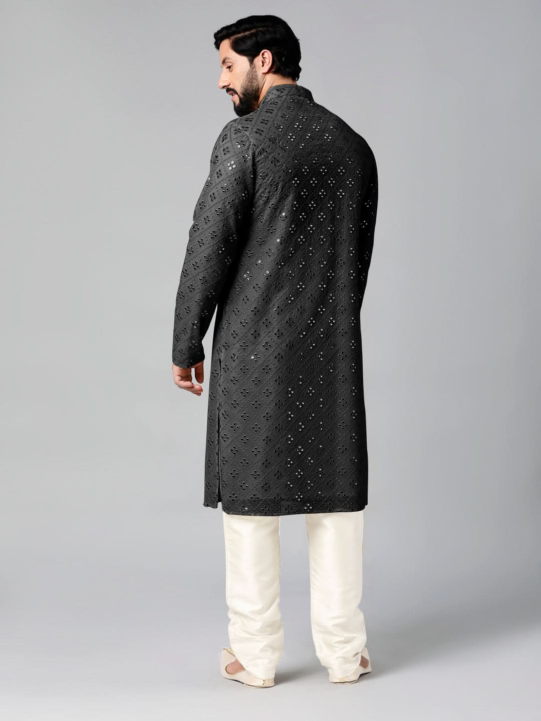 Black Mirror Embroidery Kurta Set