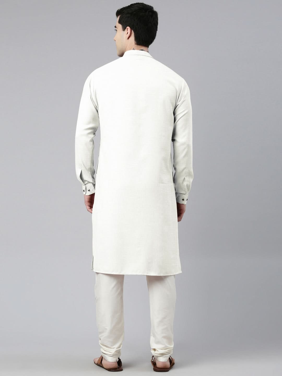 Off White Angrakha Kurta Set