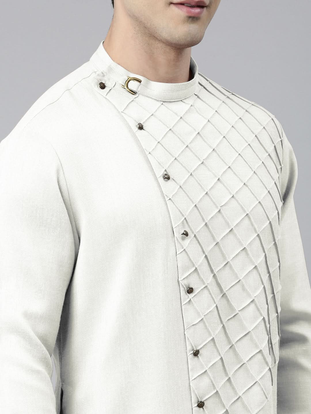 Off White Angrakha Kurta Set