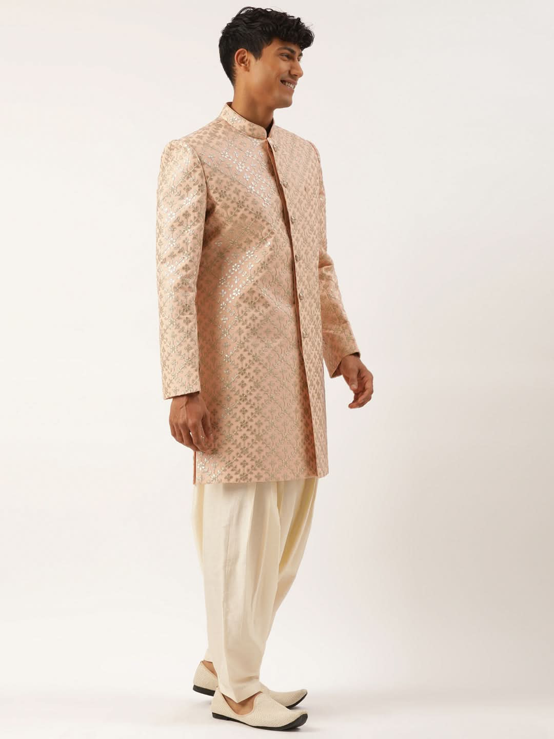 Peach Gota Patti Embroidered Indowestern