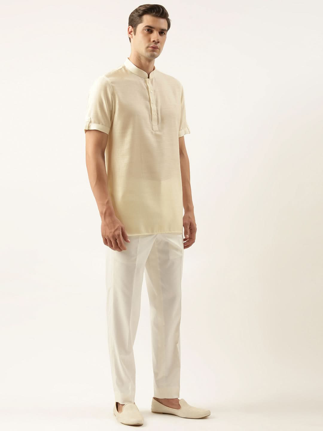 Cream Cotton Short Kurta Set