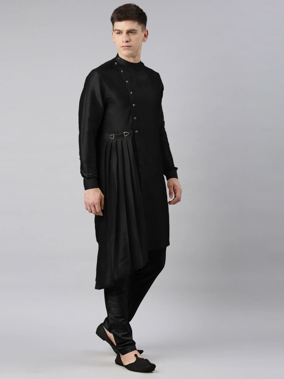Black Drape Kurta Set