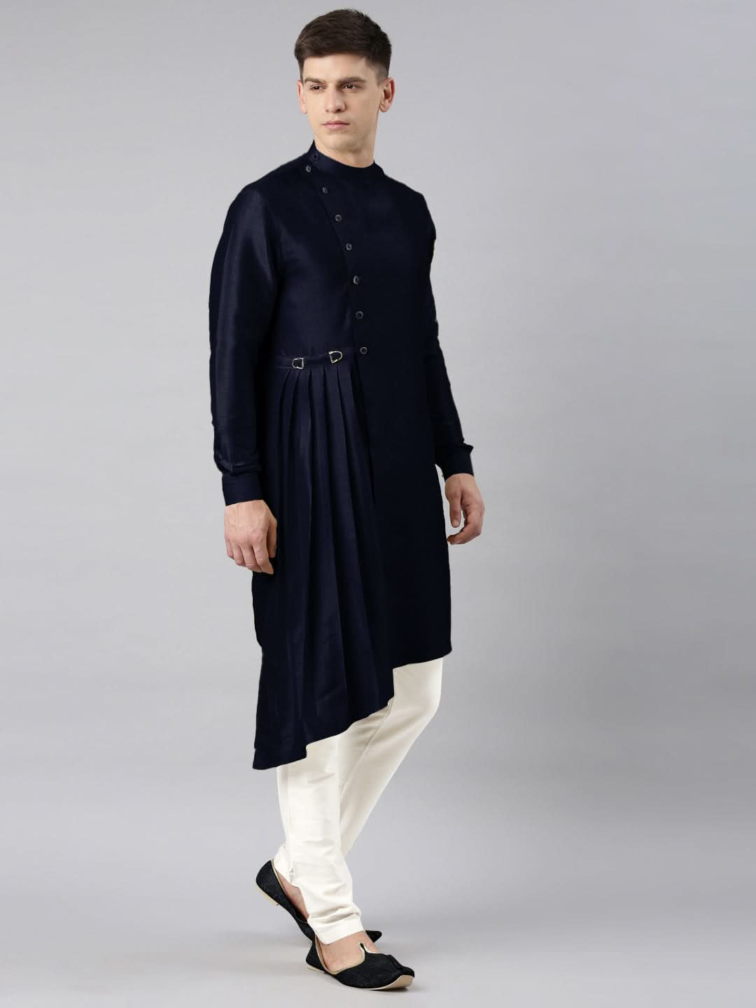 Navy Blue Drape Kurta Set