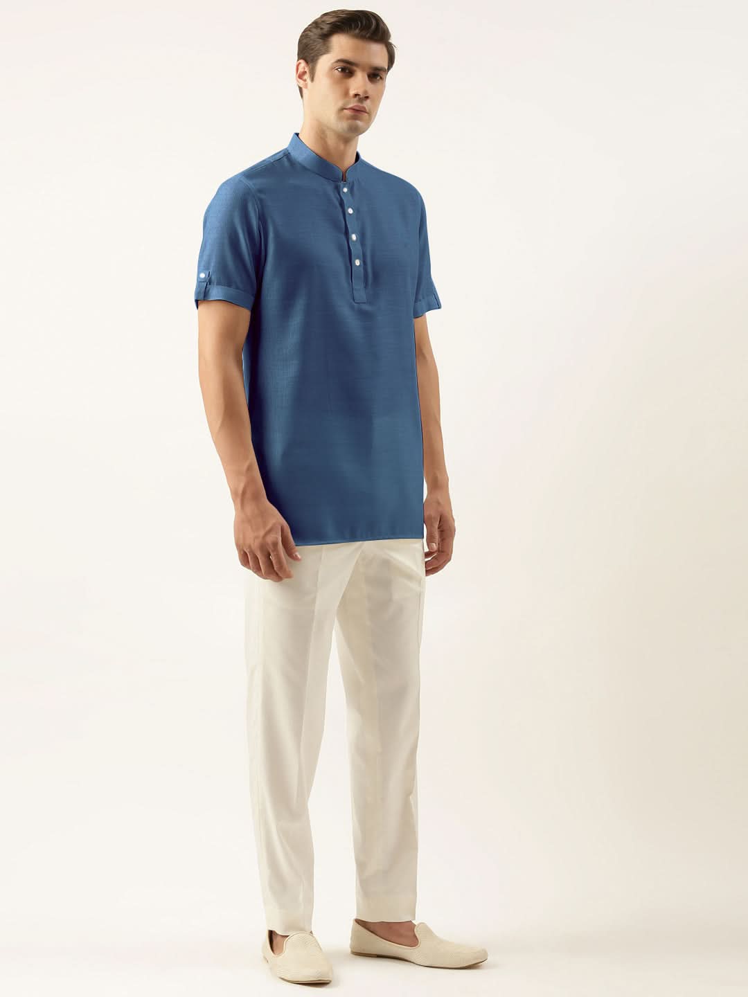 Denim Blue Cotton Short Kurta Set