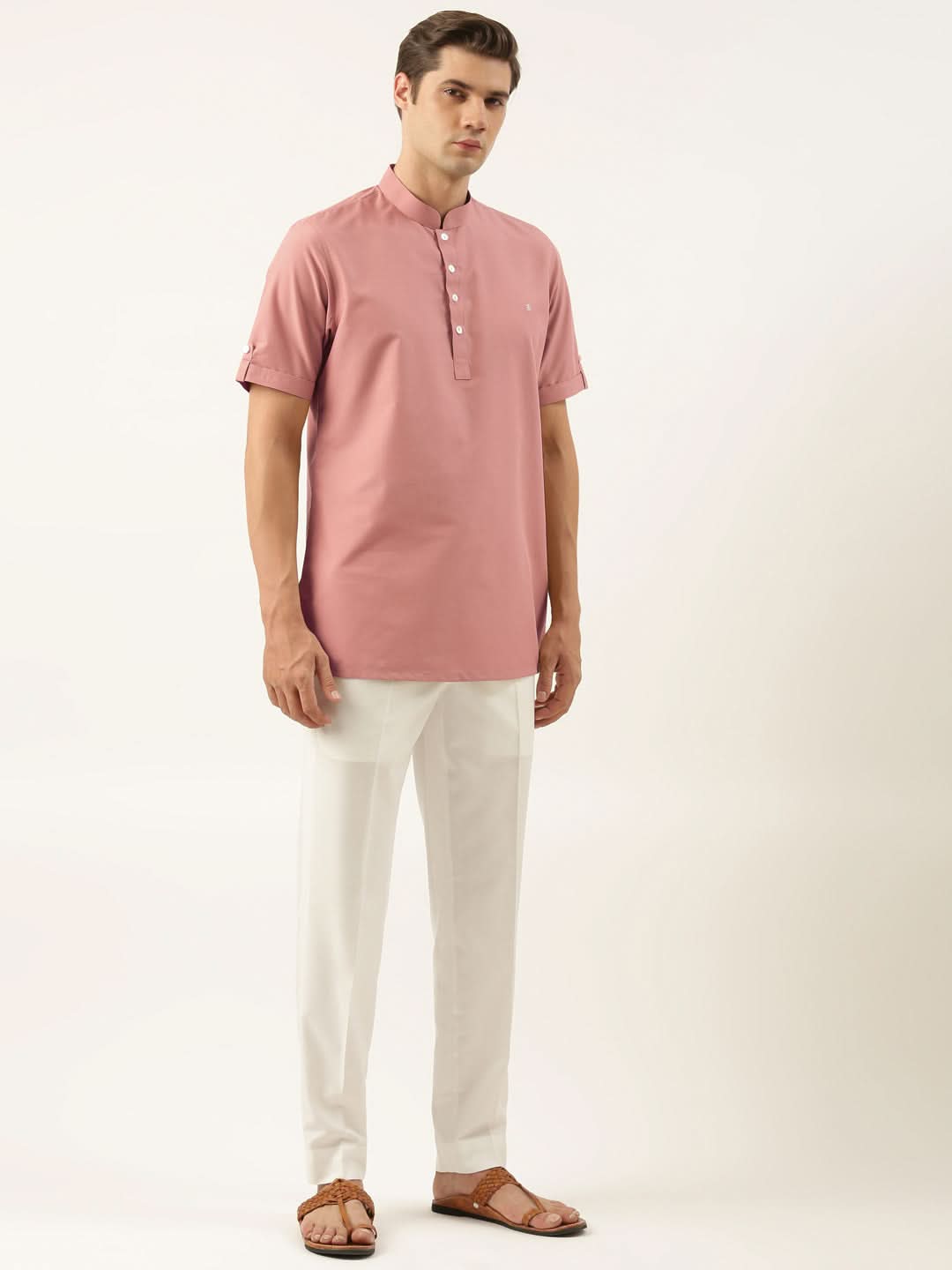 Dark Pink Cotton Short Kurta Set