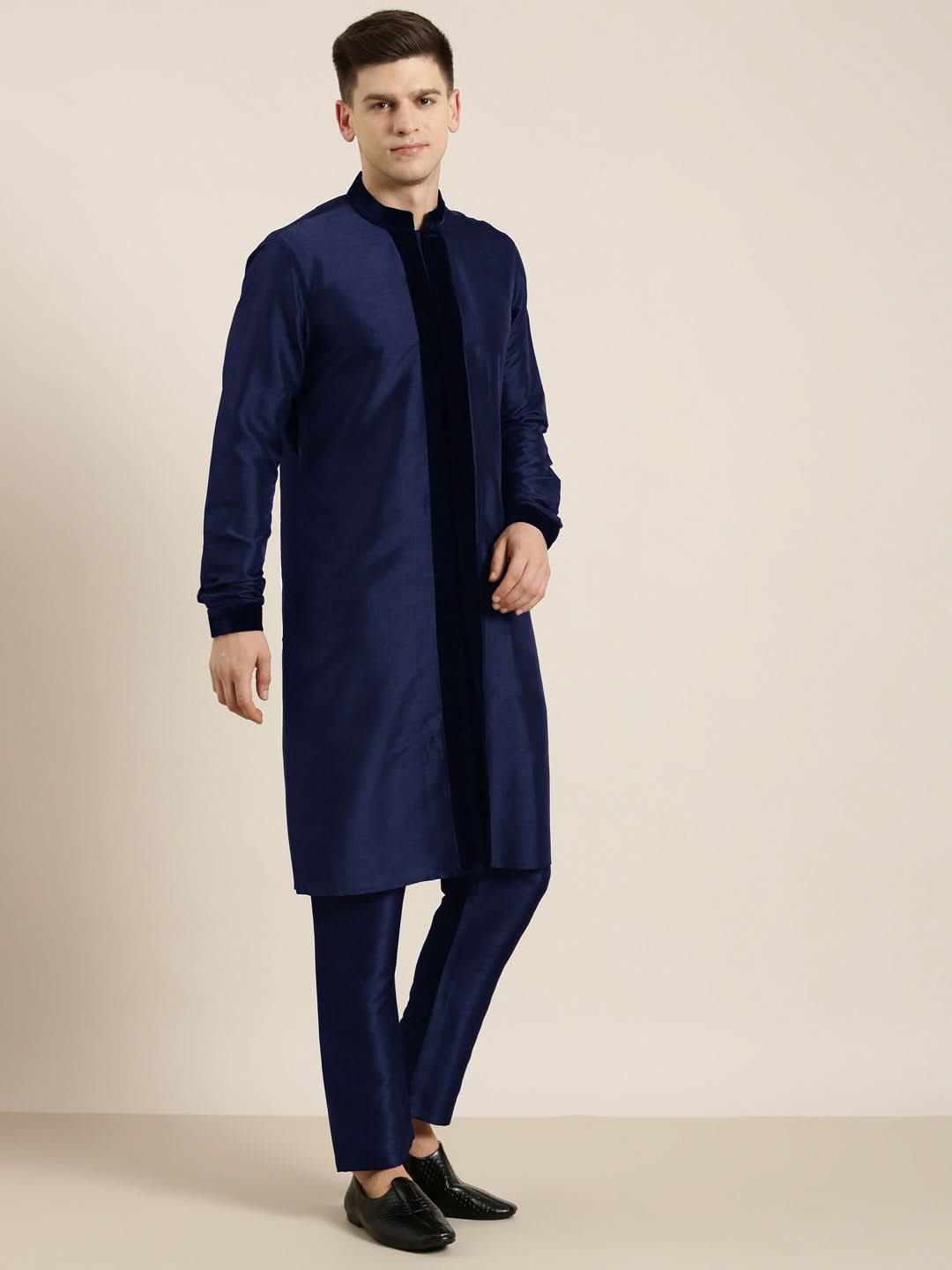 Blue Long Jacket Kurta Set