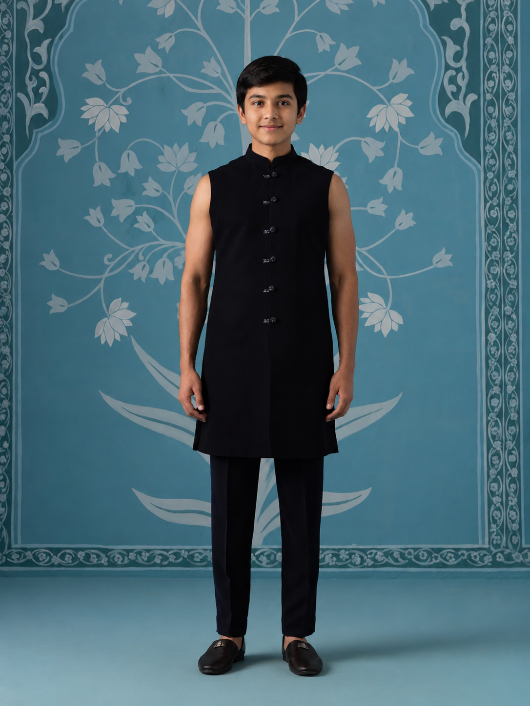 Dark Blue Imported Fabric Jacket Set