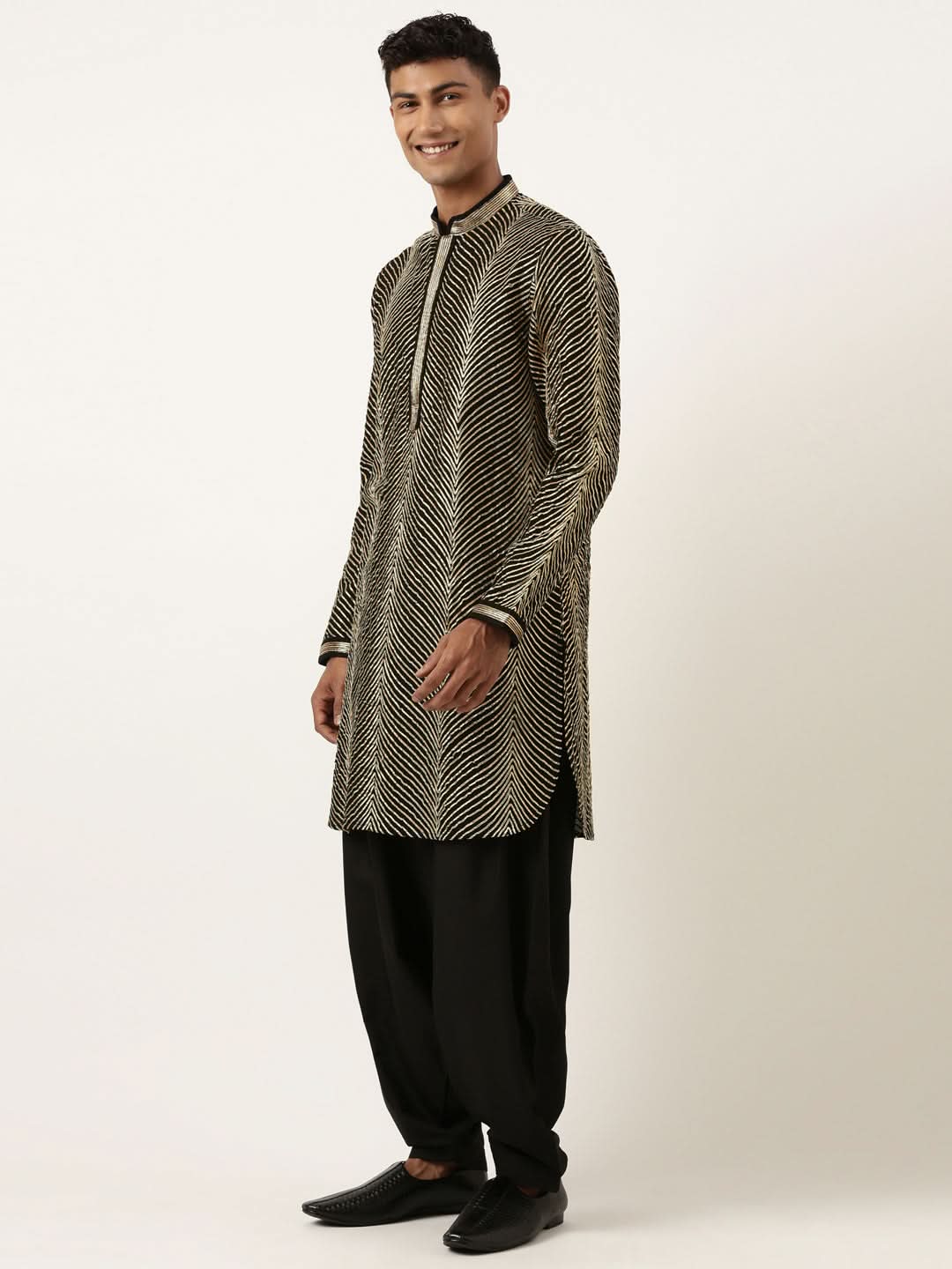 Black Gota Embroidery Kurta Set