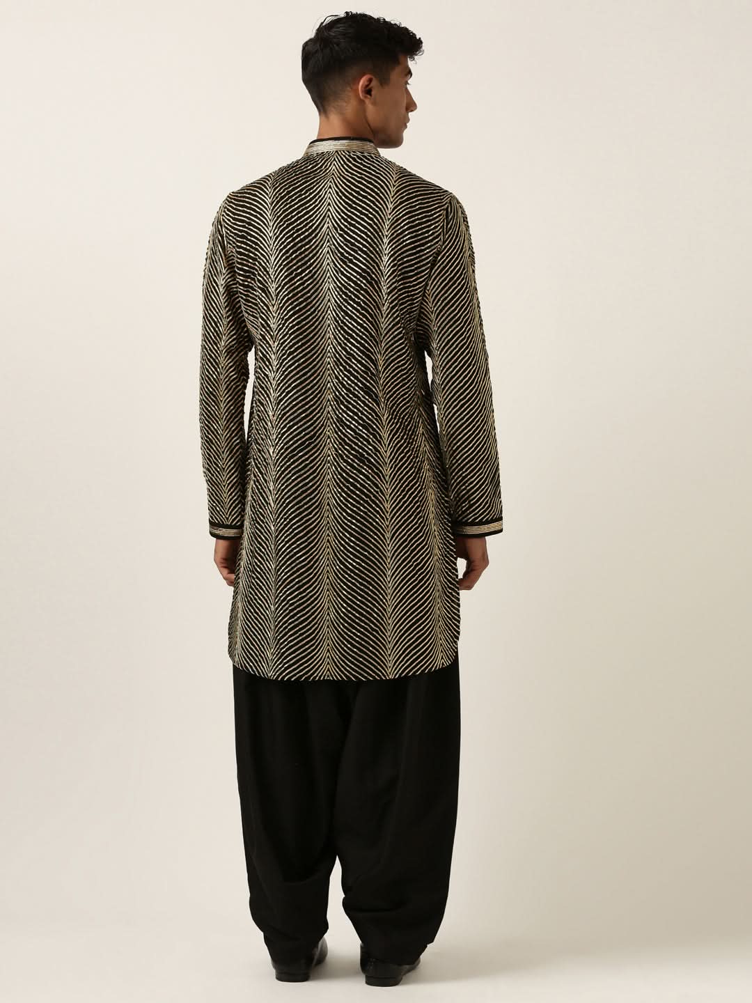 Black Gota Embroidery Kurta Set