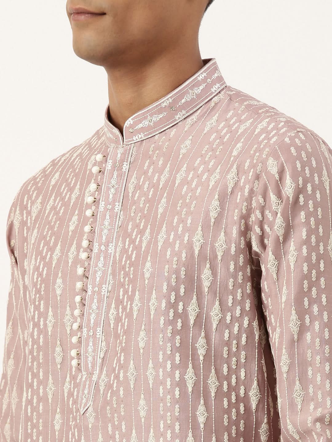 Old Rose Khadi Print Kurta Set