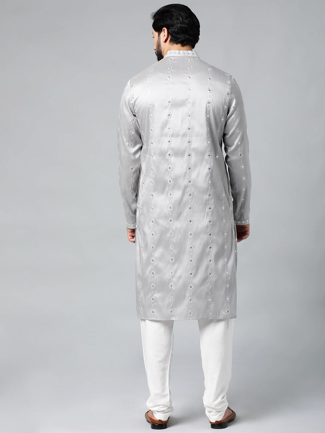 Grey Embroidered Kurta Set