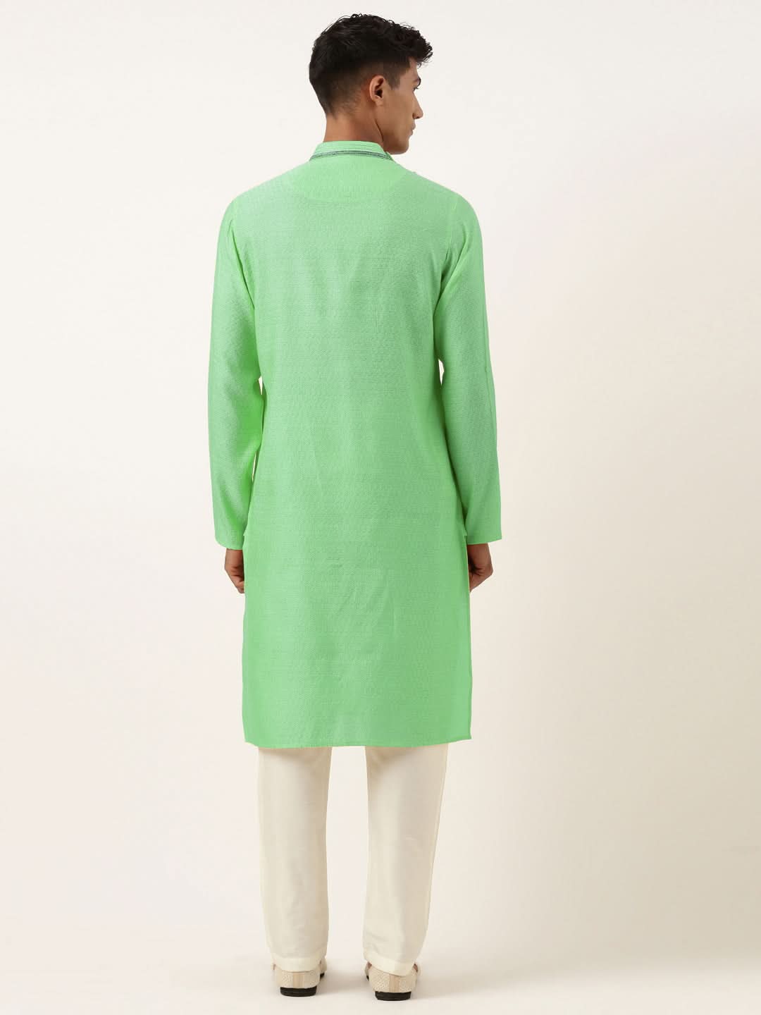 GREEN JACQUARD ANGRAKHA KURTA