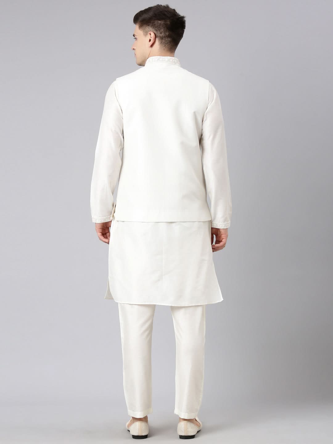 Cream Dori Embroidery Jacket Kurta Set