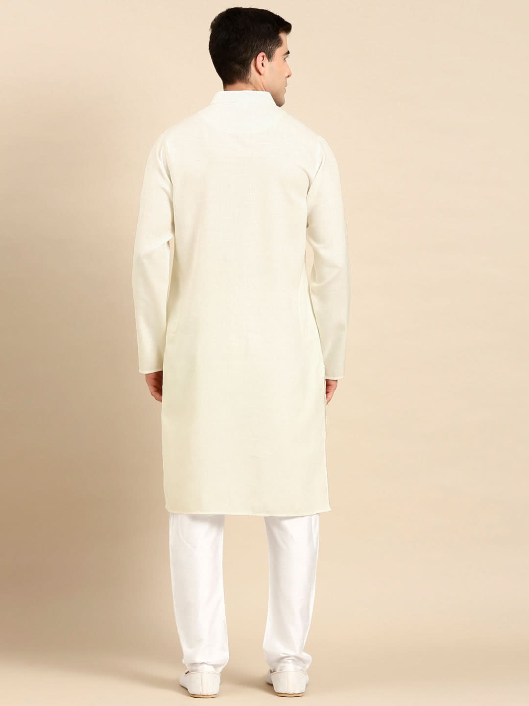 Cream Twill Weave Cotton Kurta Set