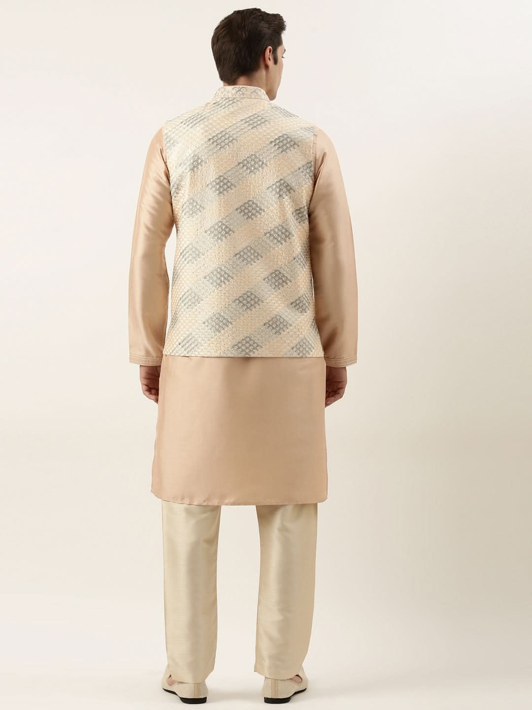 Beige Embroied jacket kurta set