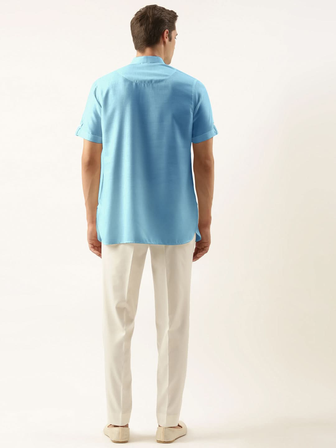 Light Blue Cotton Short Kurta Set