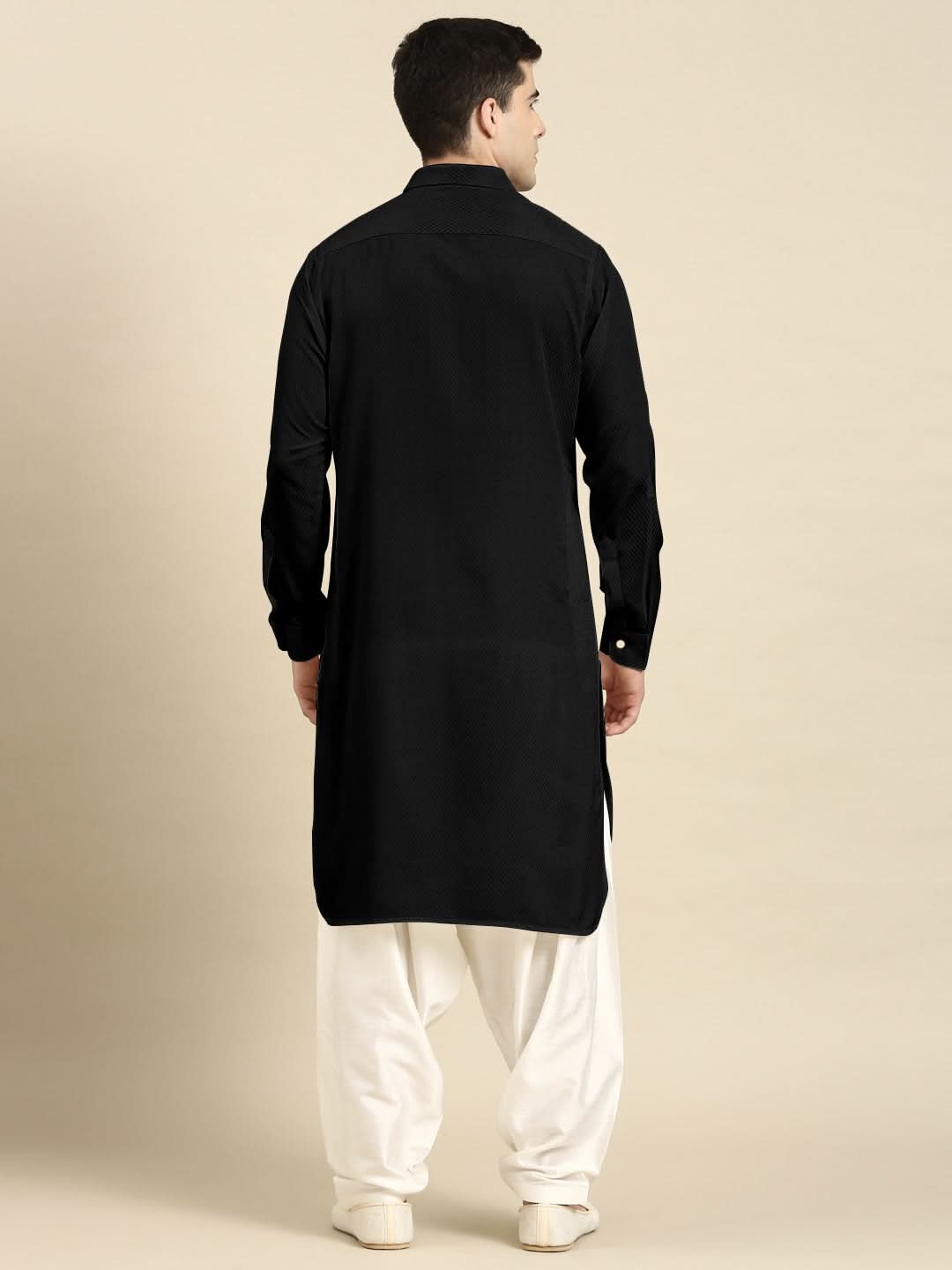 Black Cotton Pathani with Salwar