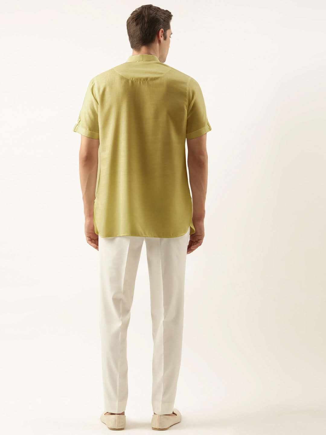 Greenish Yellow Cotton Short Kurta Set