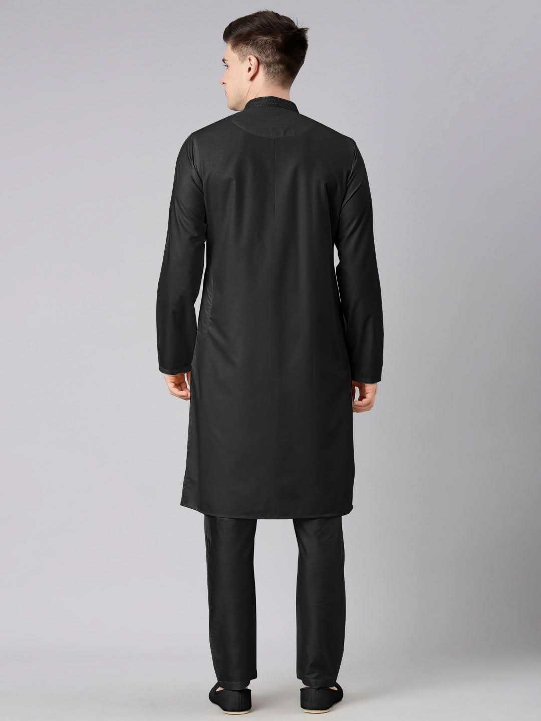Black Cotton Dori Embroidery Kurta Set