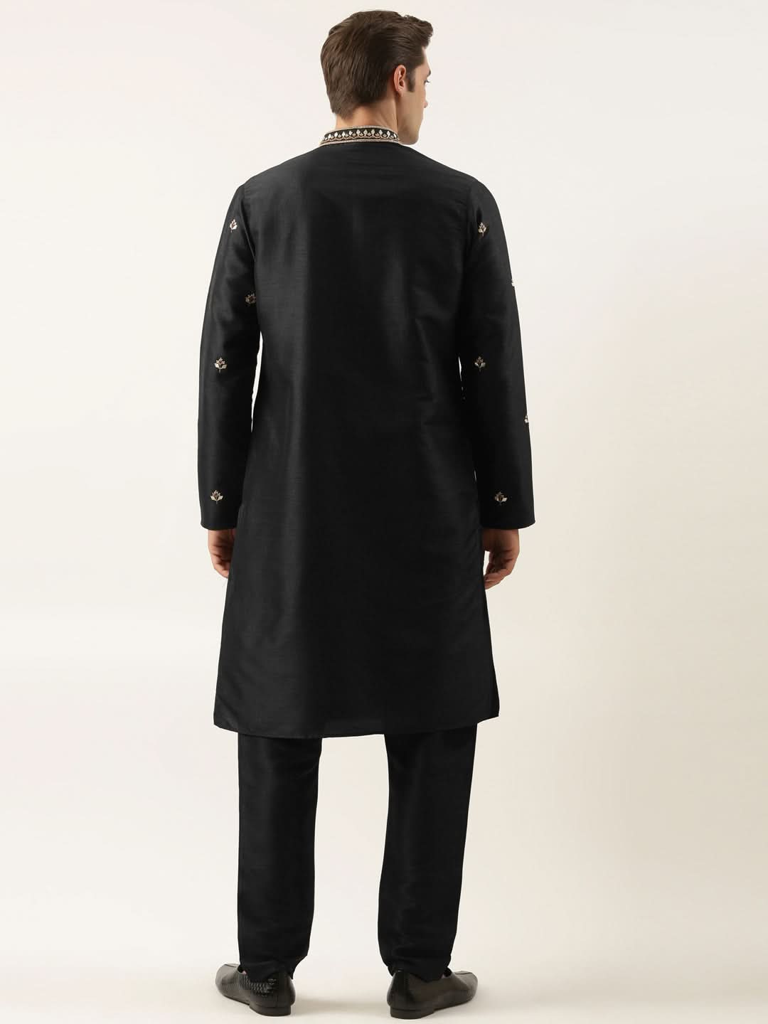 Black Silk Gota Embroidered Kurta Set