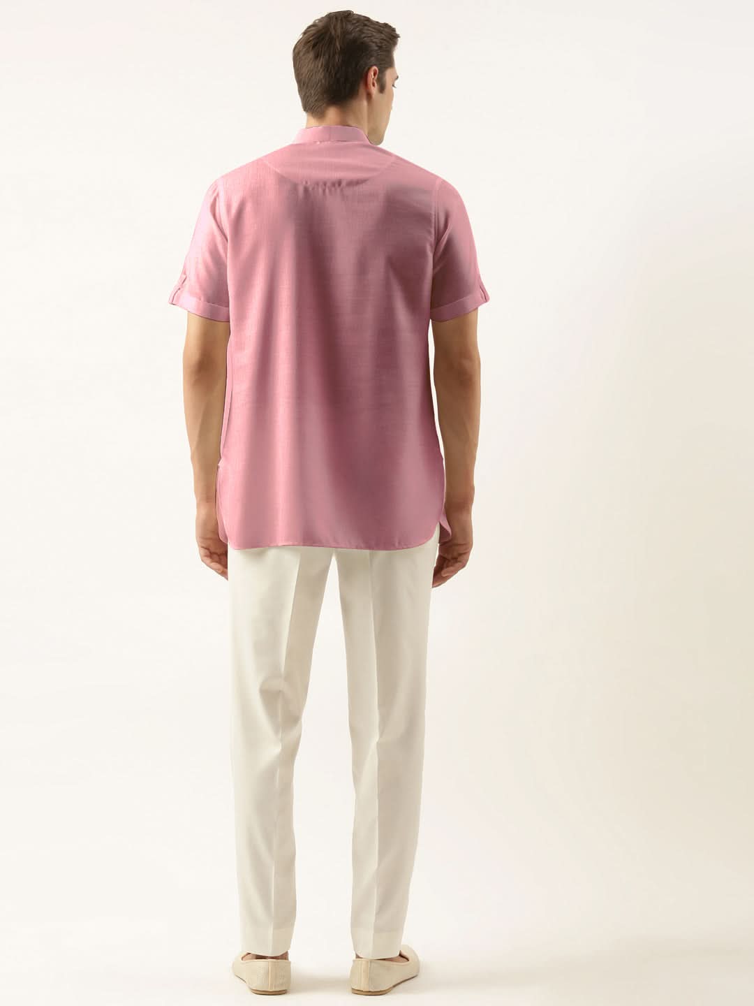 Rose Pink Cotton Short Kurta Set