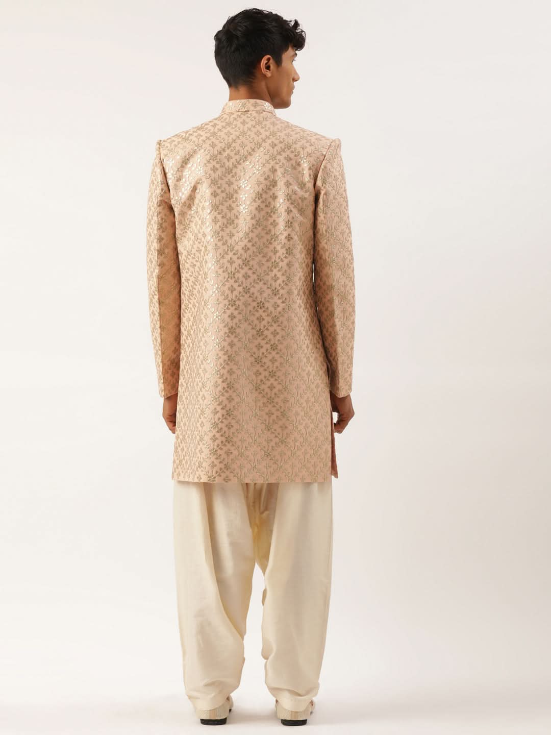 Peach Gota Patti Embroidered Indowestern