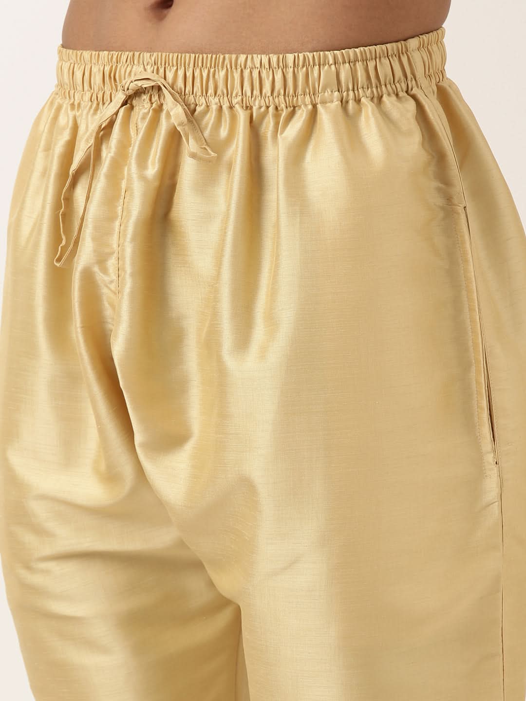 Printed Gold Cotton Kurta Set